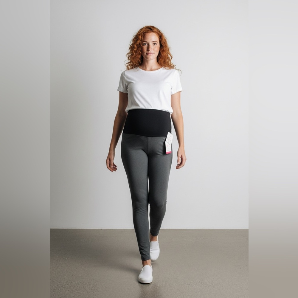 Ingrid & Isabel Black & Gray Maternity Leggings (XS) – Soft, Supportive & Everyd